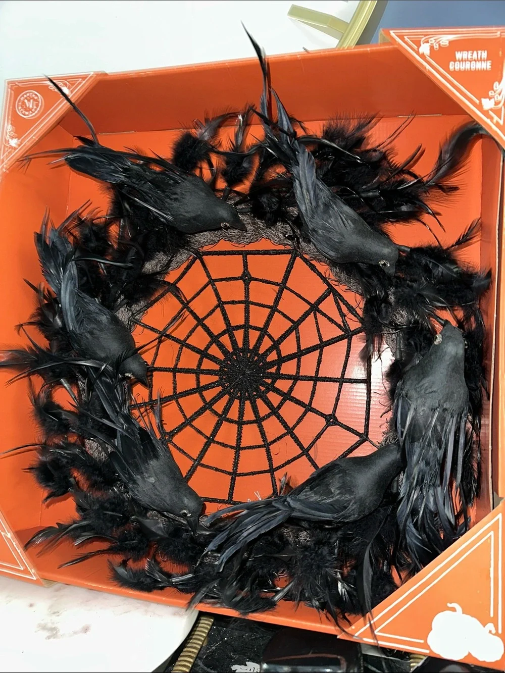 Black Crow Feather Halloween Wreath - Brand
